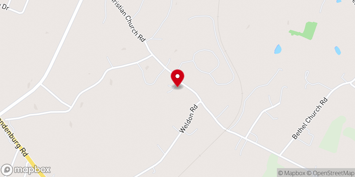 Map showing location of Weldon Church