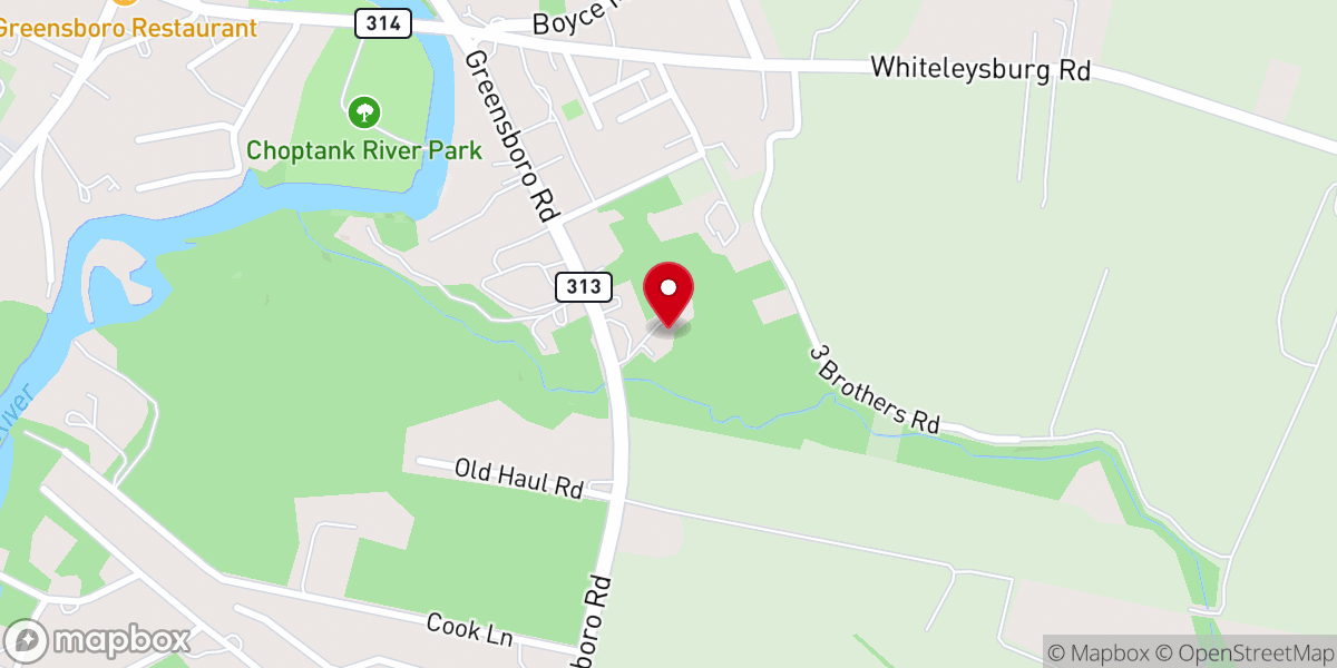Map showing location of Greensboro Pentecostal Church-God