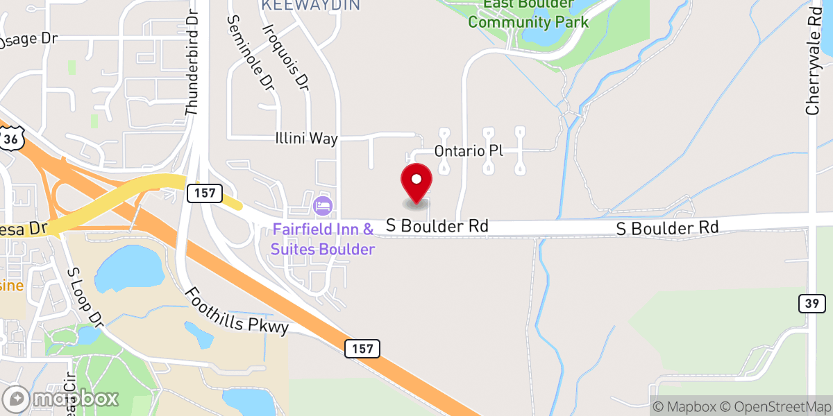 Map showing location of South Boulder Bible Church