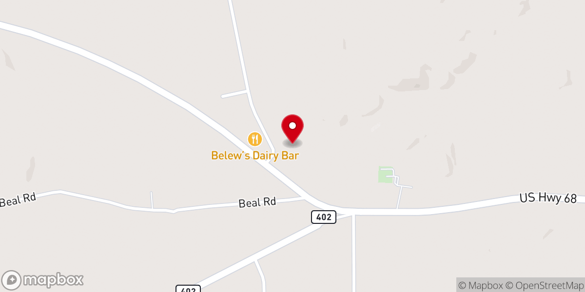 Map showing location of Aurora Baptist Church