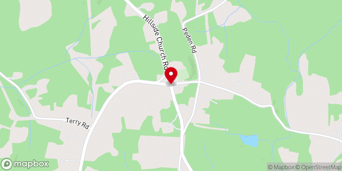 Map showing location of Hillside Baptist Church