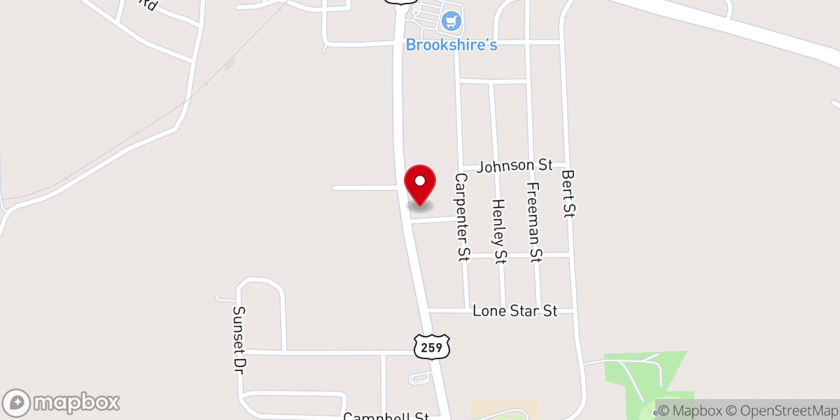 Map showing location of Church on the Rock | Daingerfield