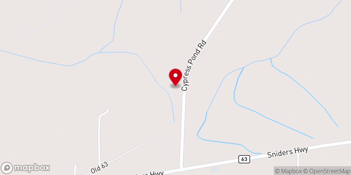 Map showing location of Cypress Creek Christian Church