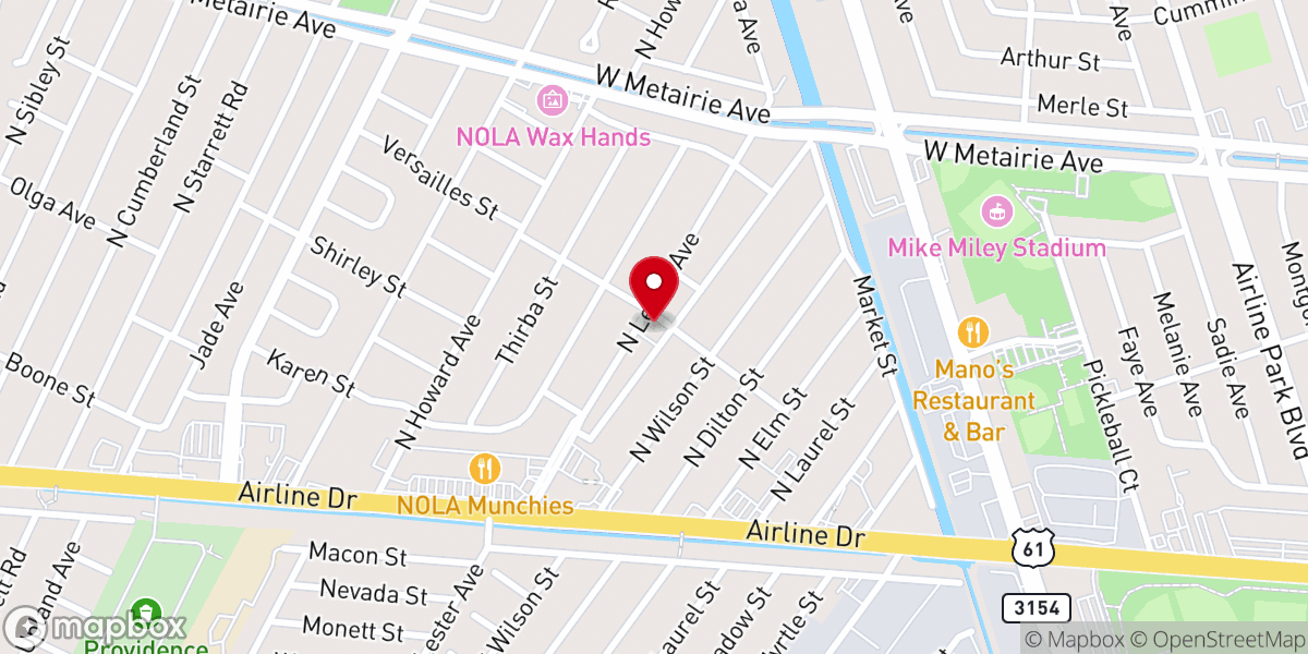 Map showing location of Airline Baptist Church
