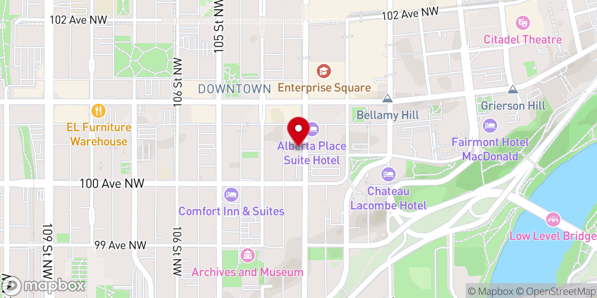 Map showing location of Downtown Edmonton Community League