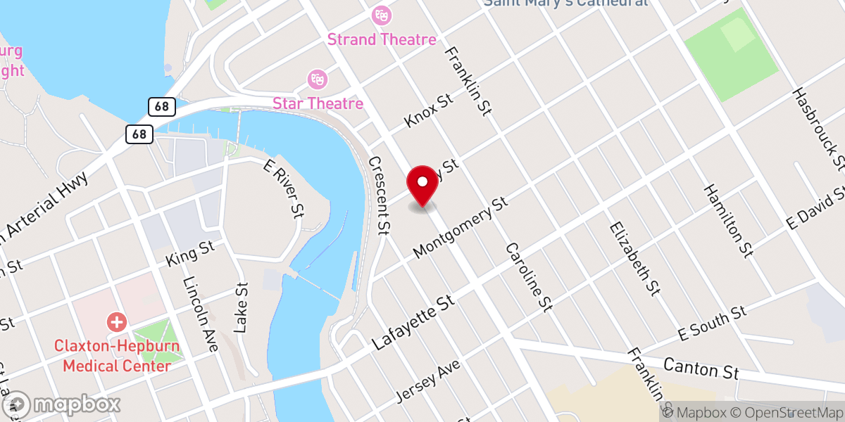 Map showing location of First Baptist Church