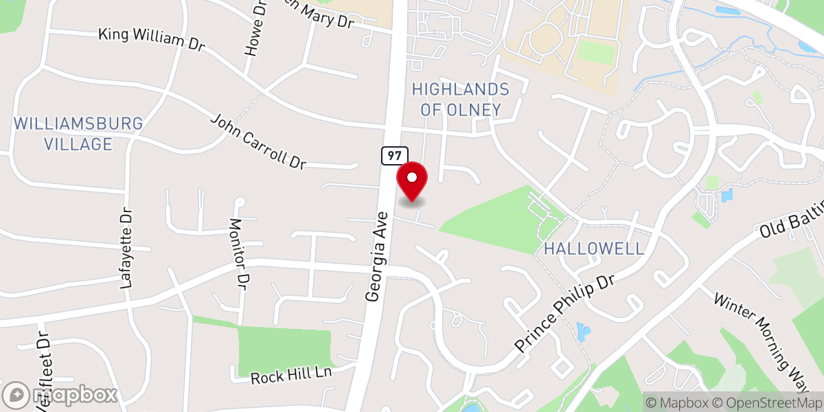 Map showing location of Olney Baptist Church