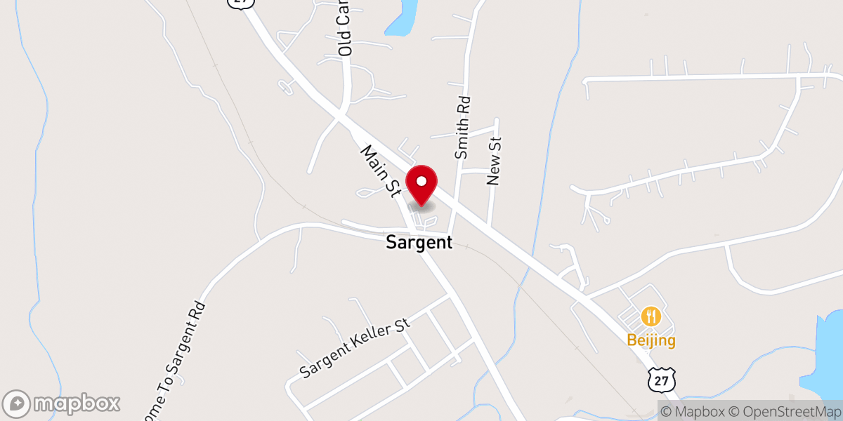 Map showing location of Sargent Baptist Church