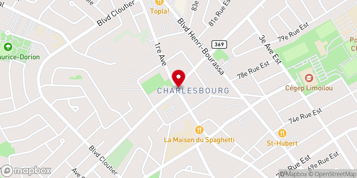 Map showing location of St-Charles-Borromee Church