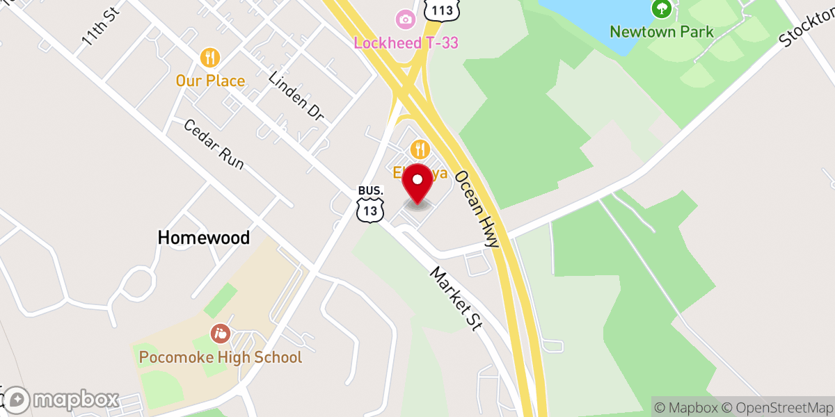 Map showing location of Eastern Shore Lanes