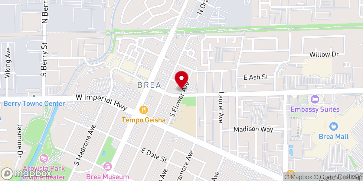 Map showing location of Crosspointe Church Brea
