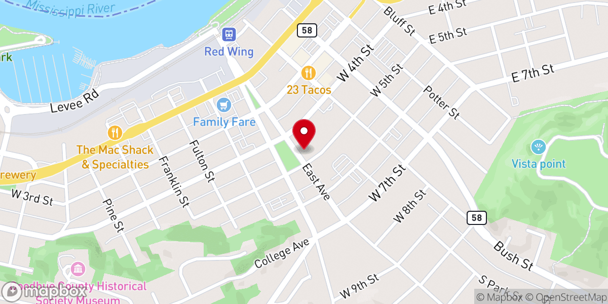 Map showing location of St. John's Lutheran Church