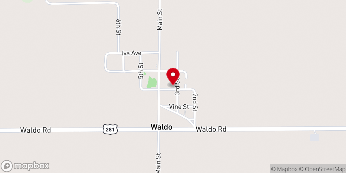 Map showing location of Waldo United Methodist Church