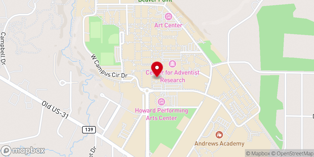 Map showing location of NAD Evangelism Institute