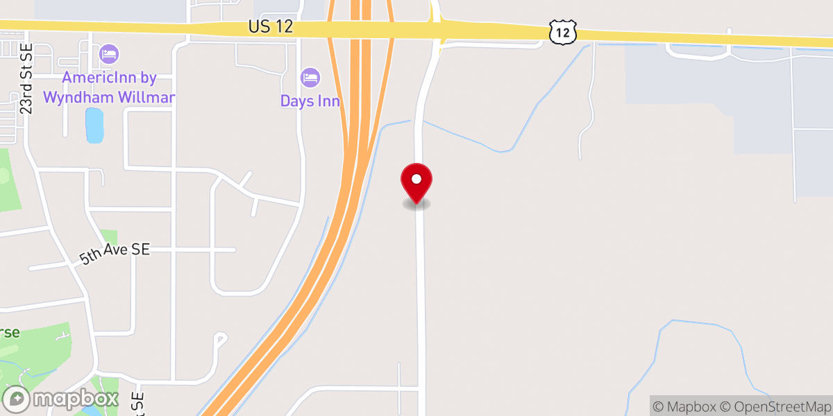 Map showing location of Willmar Bible Church