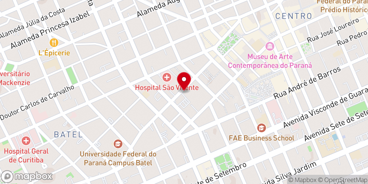 Map showing location of Igreja Presbiteriana de Curitiba