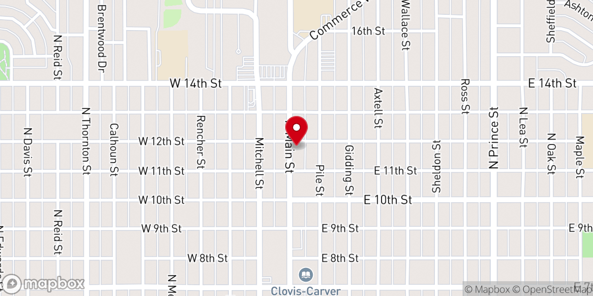 Map showing location of St. James Episcopal Church in Clovis