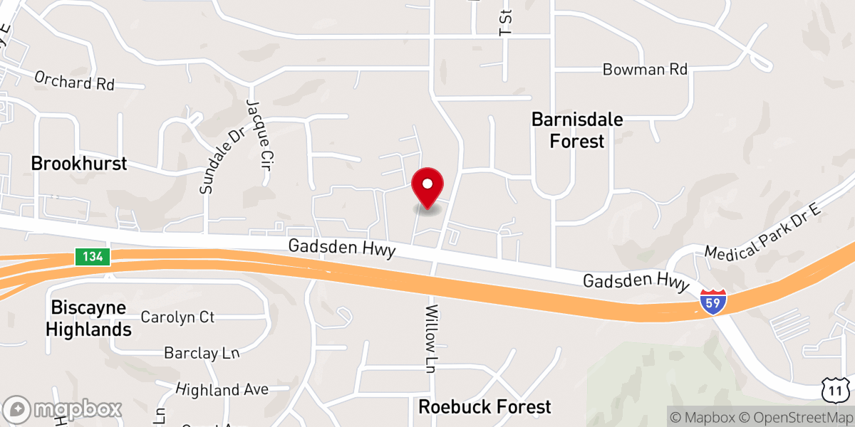 Map showing location of Eastside Baptist Church