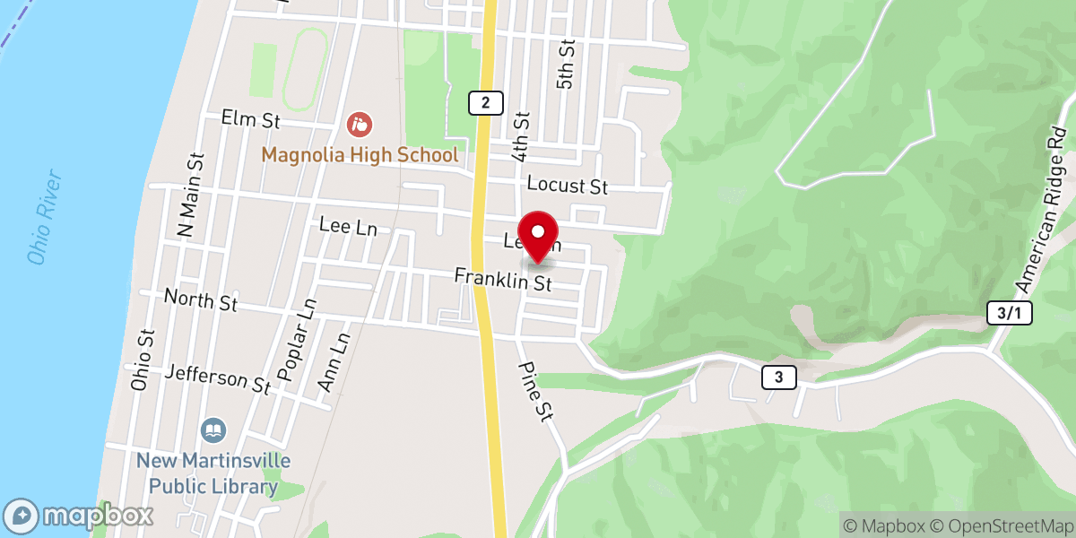 Map showing location of Pine Street Church of Christ