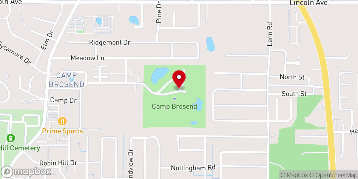 Map showing location of Camp Brosend