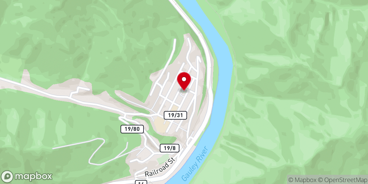 Map showing location of Gauley Bridge Methodist Church
