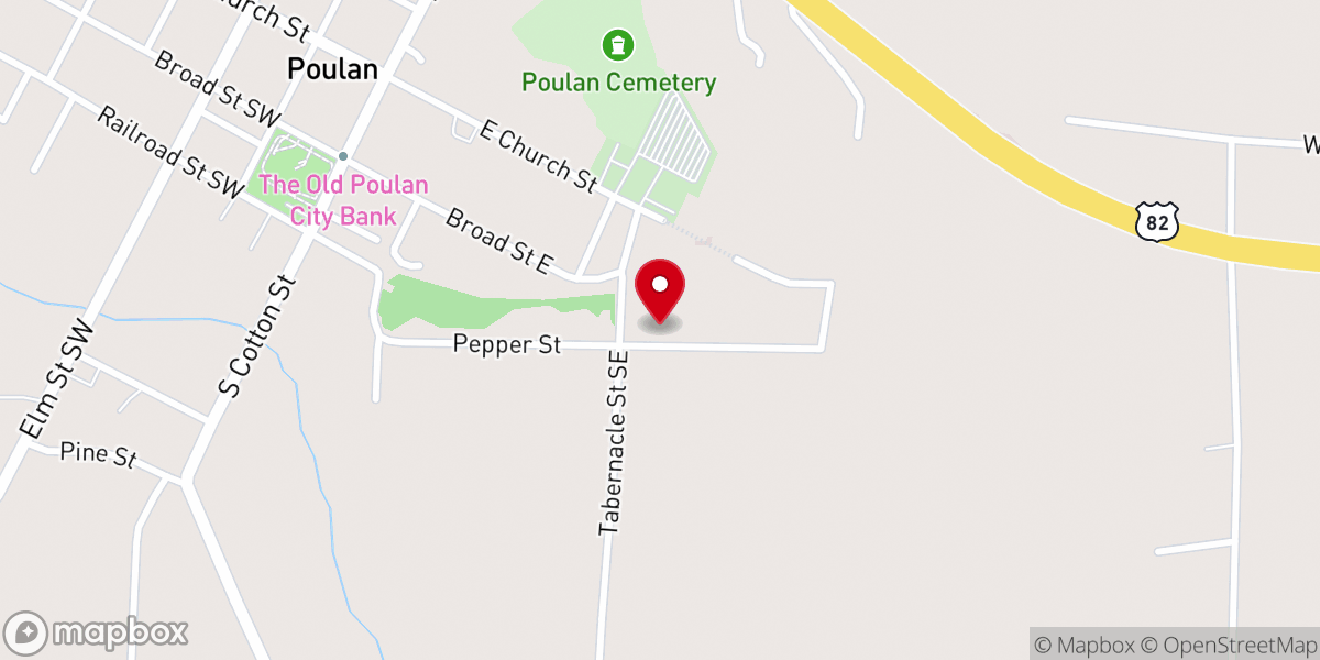 Map showing location of Mt. Pleasant Full Gospel Church