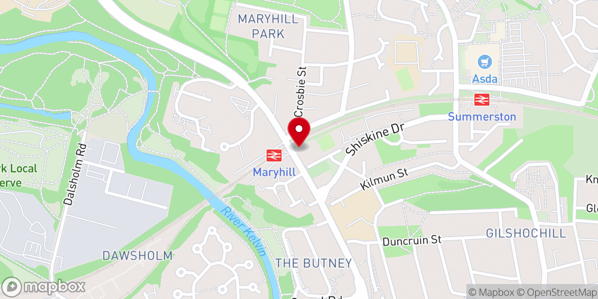 Map showing location of Maryhill Ruchill Parish Church