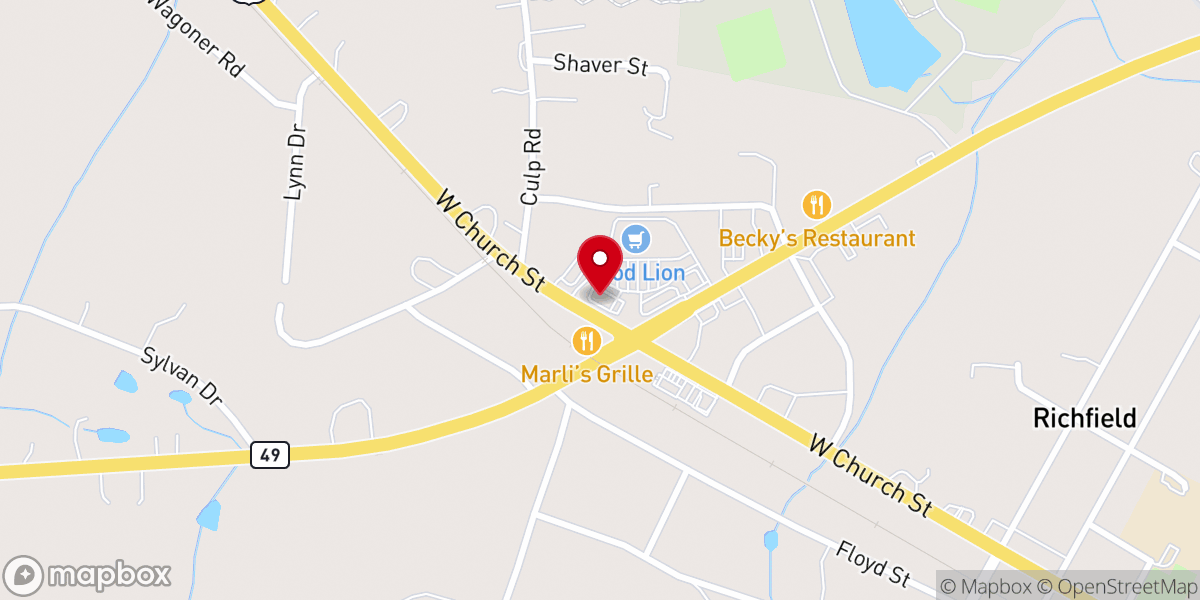Map showing location of Bojangles