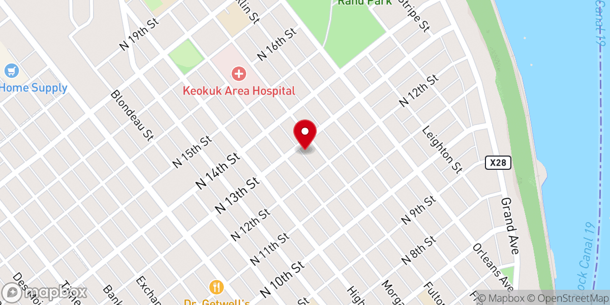 Map showing location of New Bethel Church of Keokuk