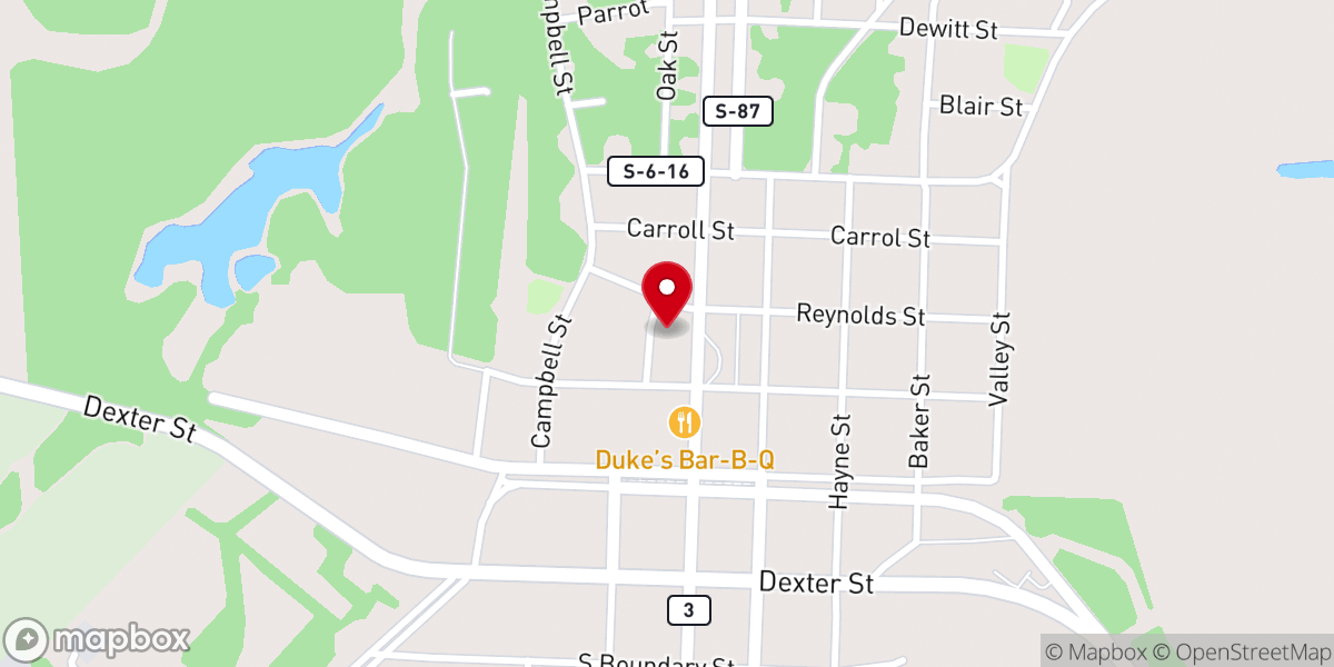 Map showing location of First Baptist Church