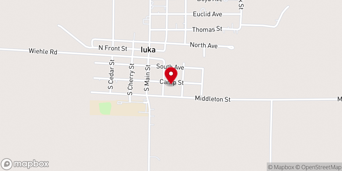 Map showing location of Iuka United Methodist Church