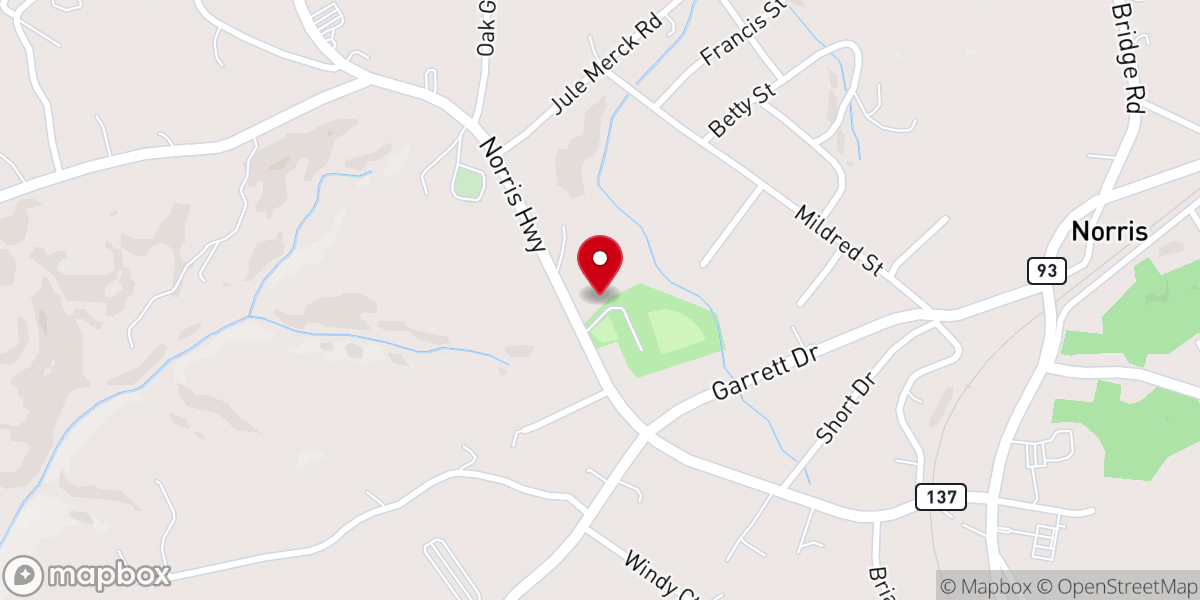 Map showing location of Norris Community Park