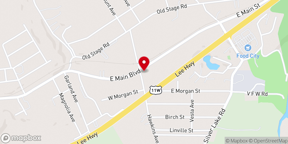 Map showing location of Drew's on Main