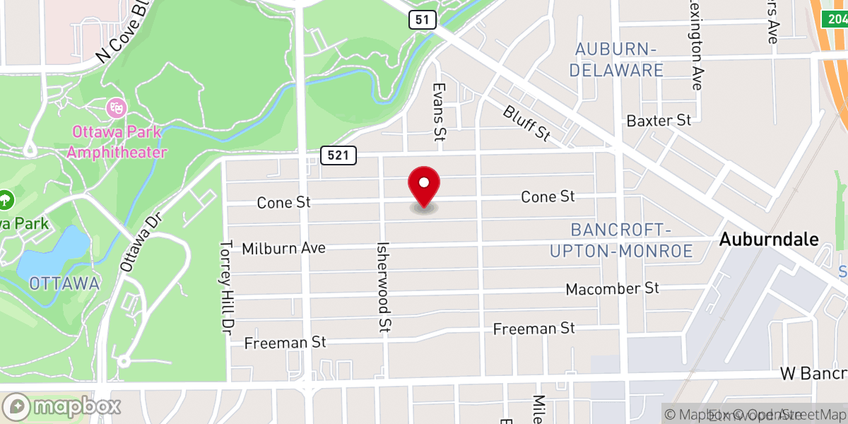 Map showing location of New Light Baptist Church