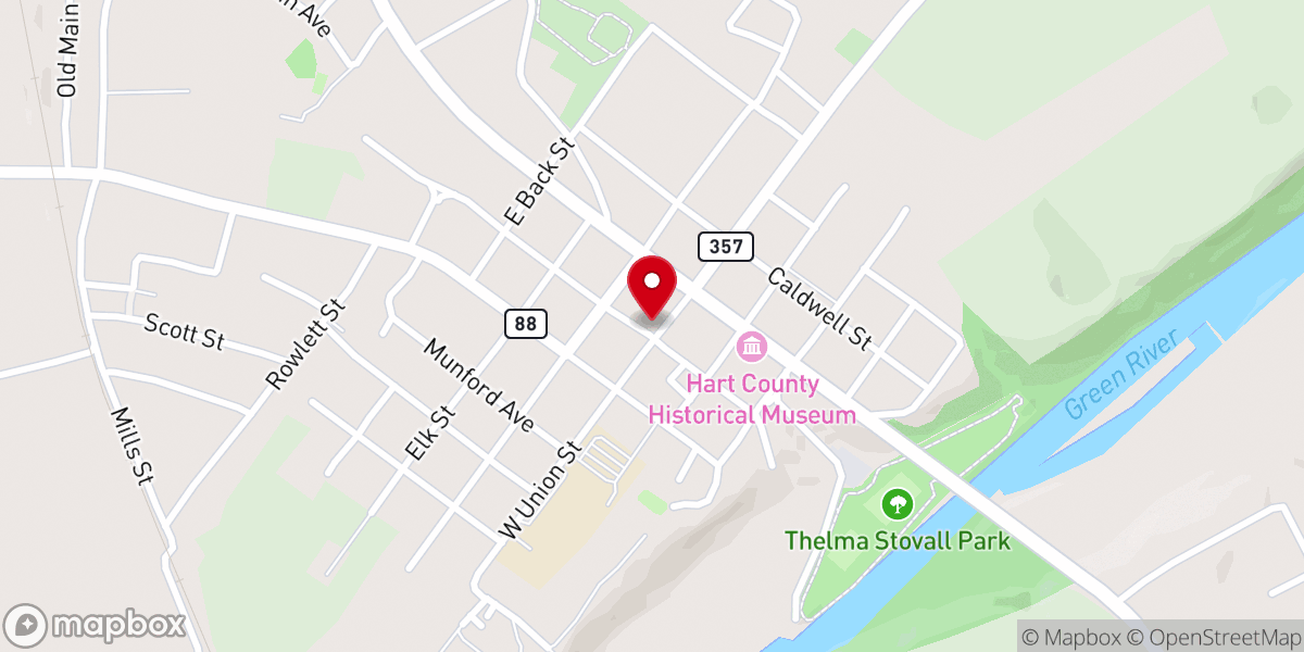 Map showing location of Munfordville Presbyterian Church