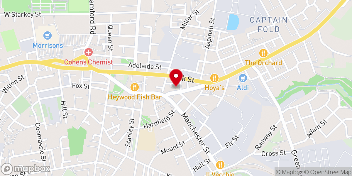 Map showing location of Heywood Baptist Church