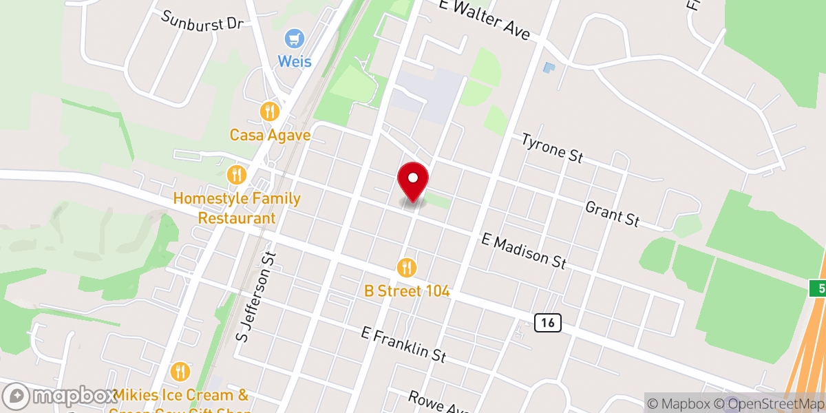 Map showing location of Evangelical Lutheran Church