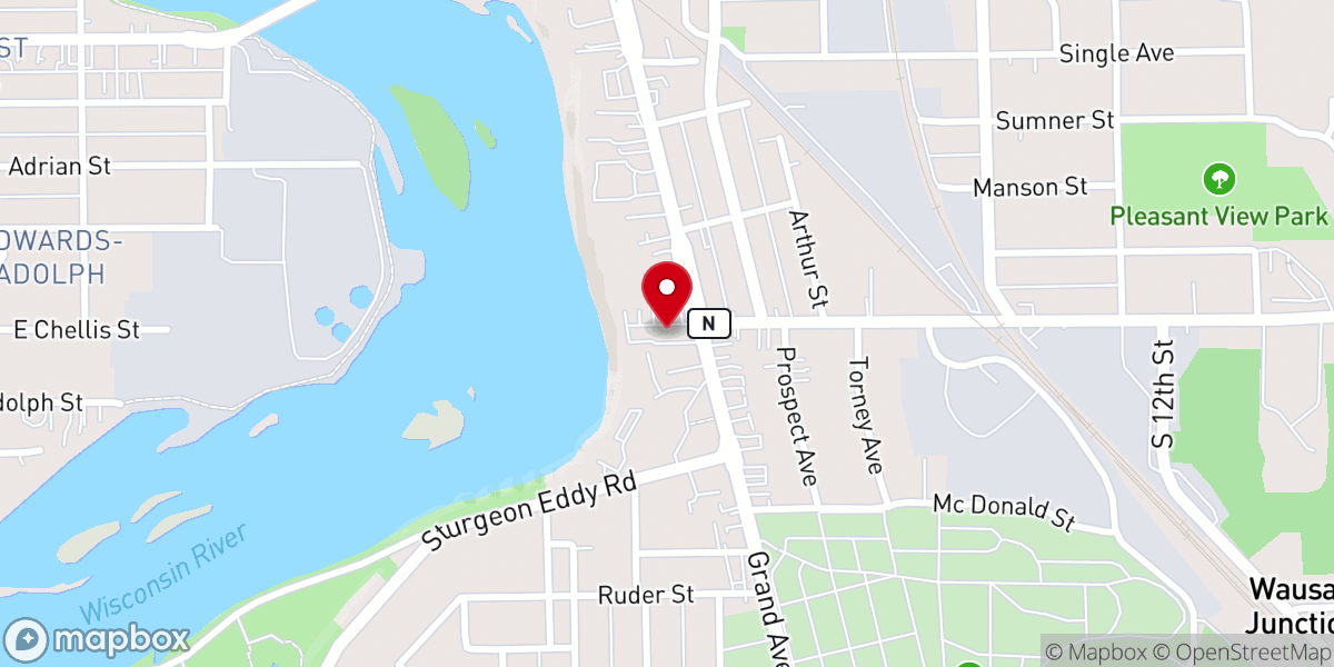 Map showing location of Wausau Bible Church