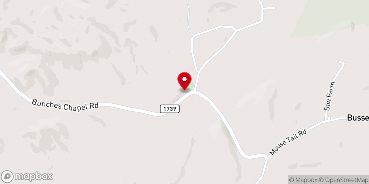 Map showing location of Bunches Chapel Baptist Church