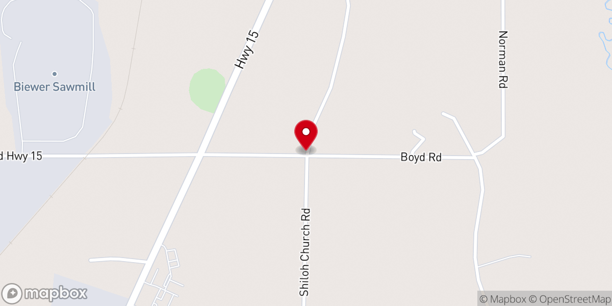 Map showing location of Shiloh m b church