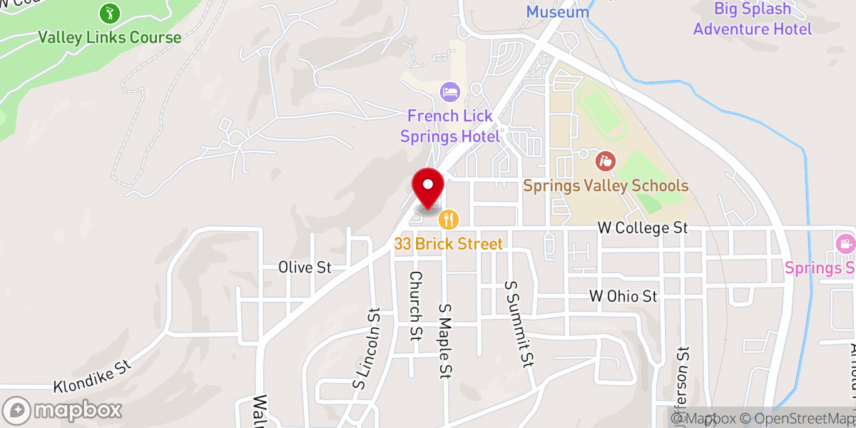 Map showing location of French Lick West Baden Museum