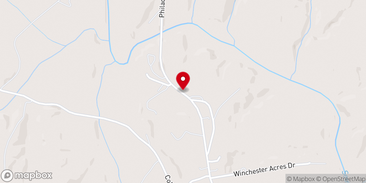 Map showing location of Philadelphia Lutheran Church