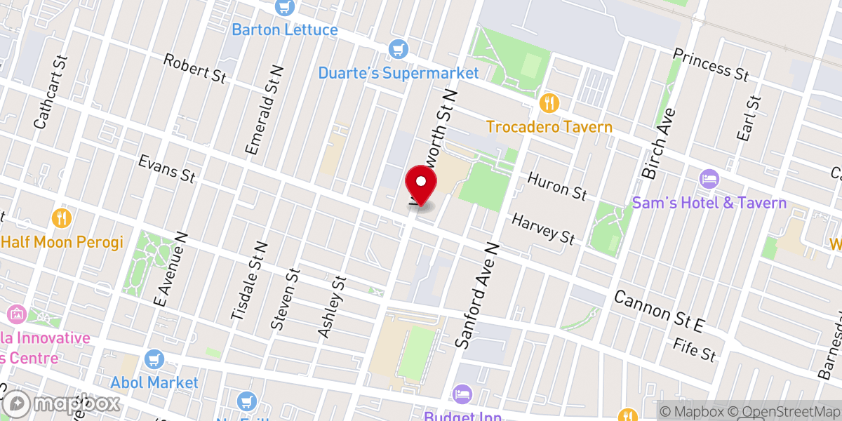 Map showing location of Wentworth Baptist Church