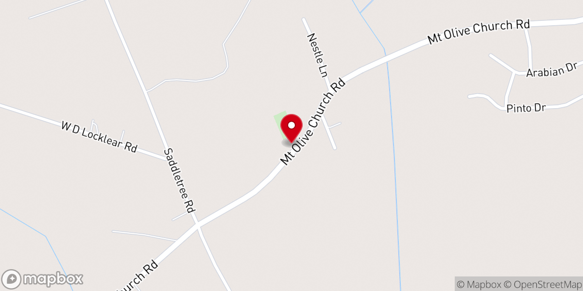 Map showing location of Mount Olive Church