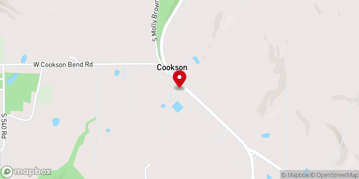 Map showing location of Cookson Hills Center Methodist