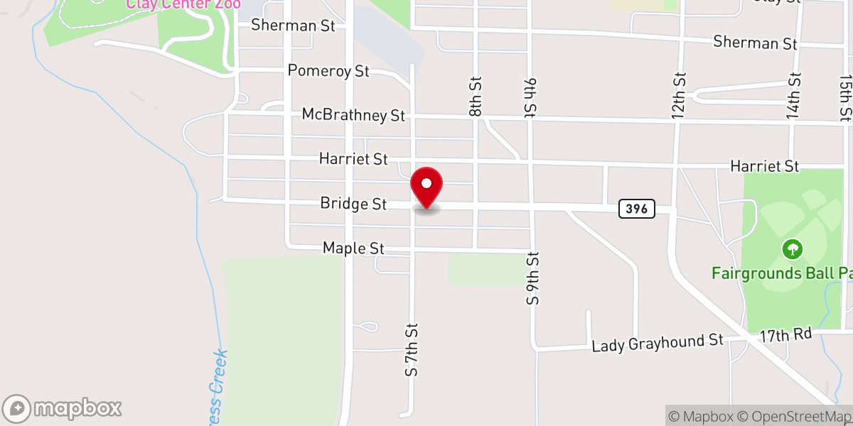 Map showing location of Clay Center Church of the Nazarene