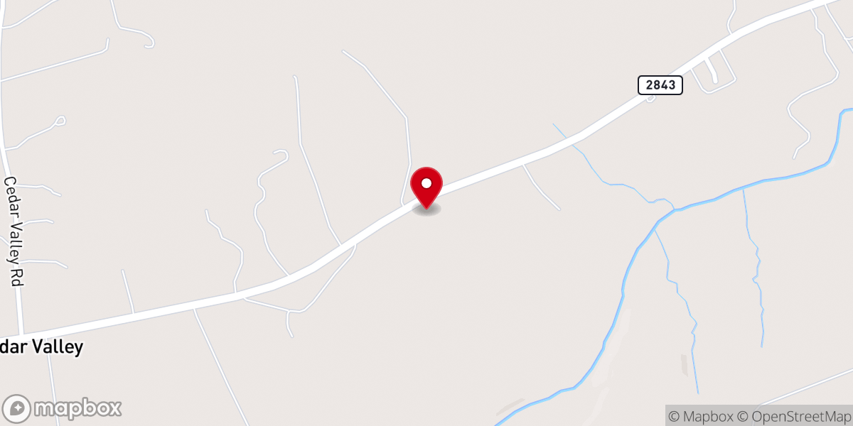 Map showing location of First Cedar Valley Baptist Church