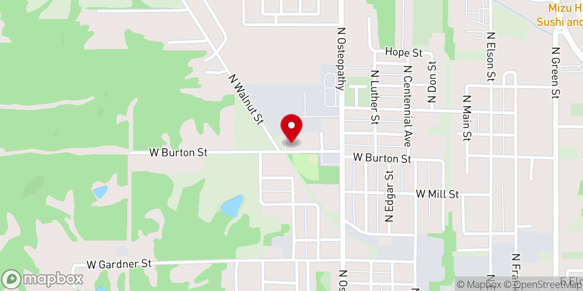 Map showing location of Southside Baptist Church