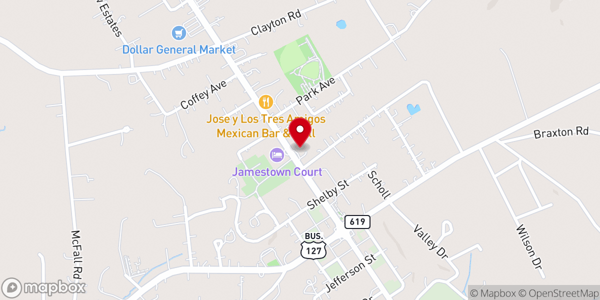 Map showing location of H E Pruitt Memory Chapels Inc