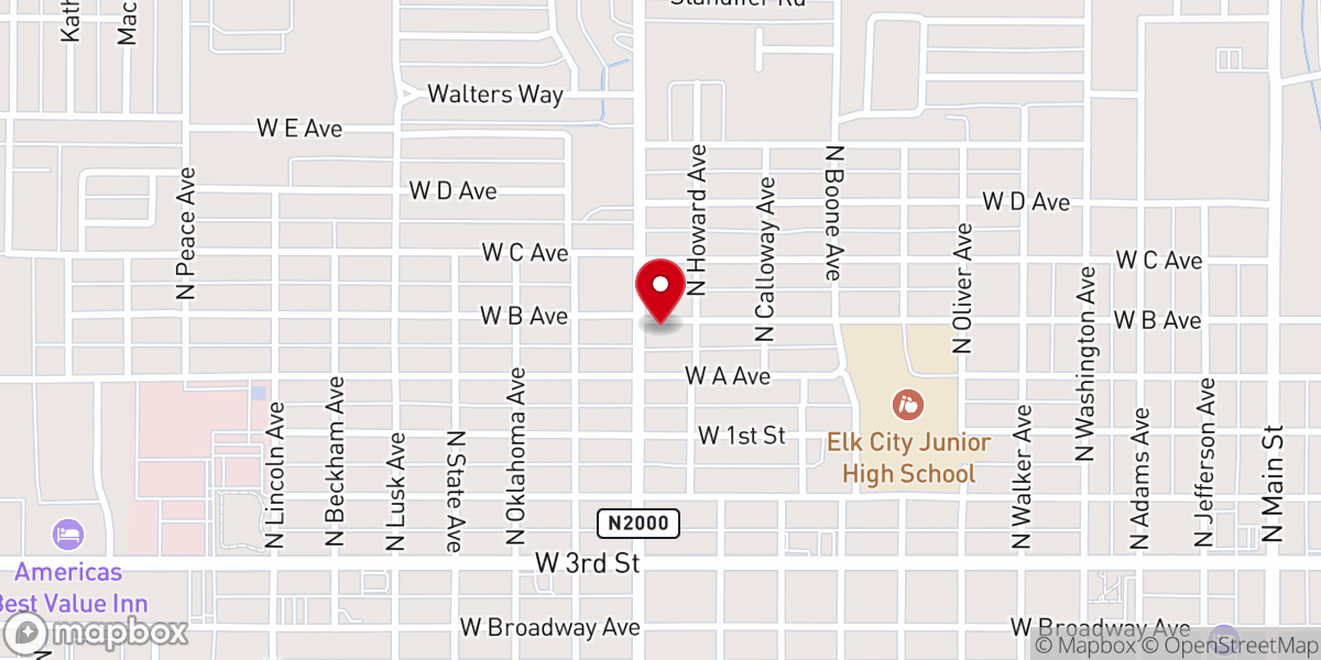 Map showing location of Calvary Baptist Church